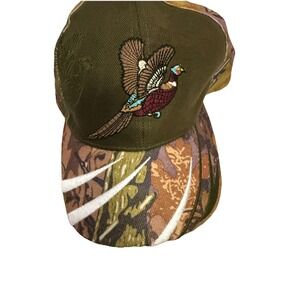 Camo Baseball Hat Cap With Embroidered Pheasants OSFA Adjustable Hook And Loop